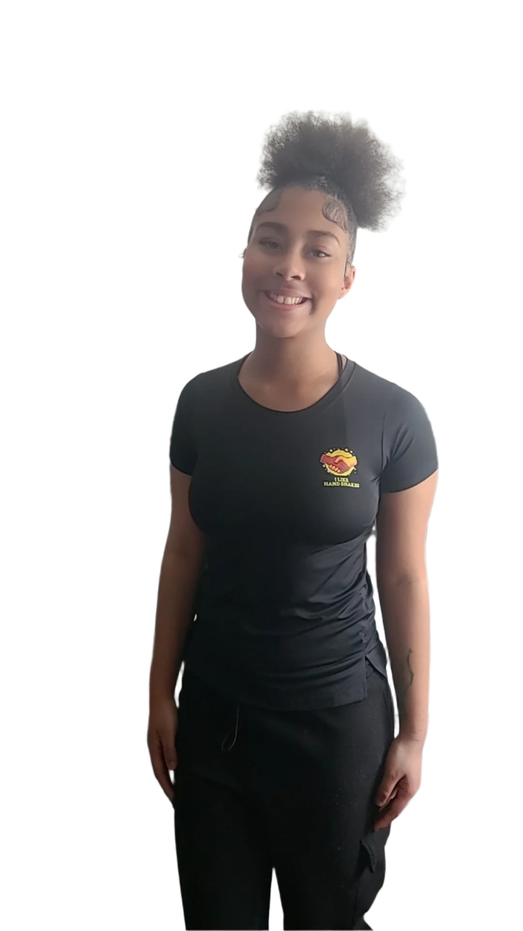 Women’s Fitted Tee – “I Like Handshakes” Logo