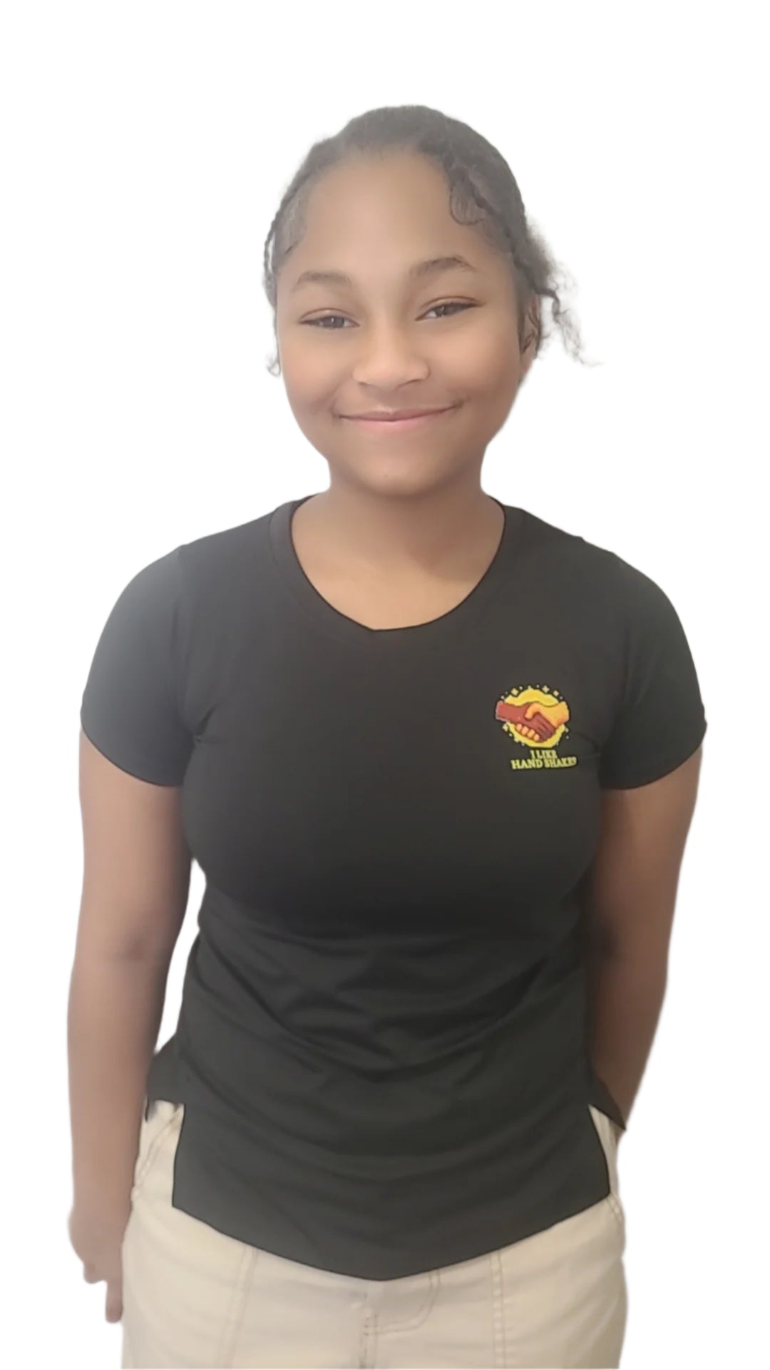 Women’s Fitted Tee – “I Like Handshakes” Logo