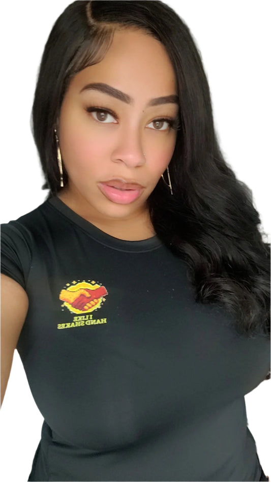 Women’s Fitted Tee – “I Like Handshakes” Logo