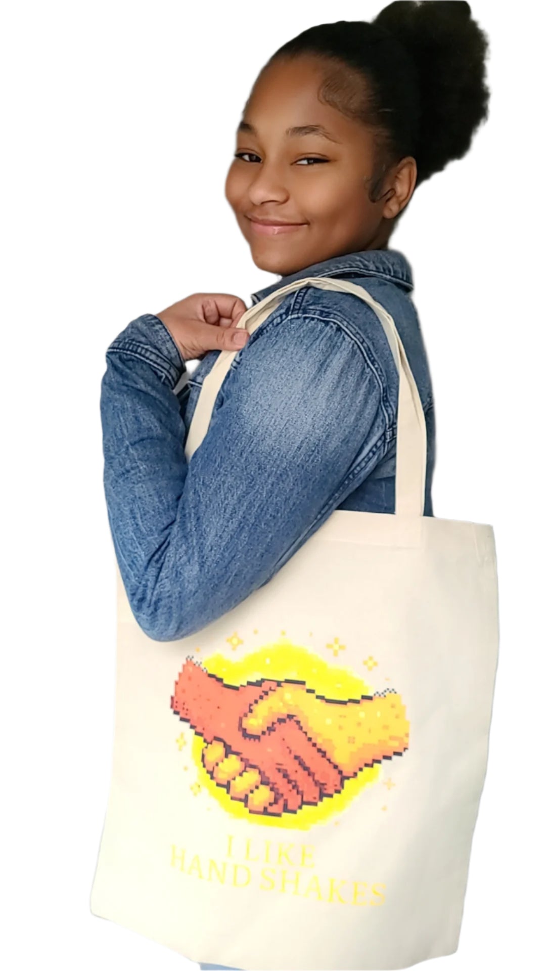 “I Like Handshakes” Everyday Tote – Bold Colors, Bigger Message
