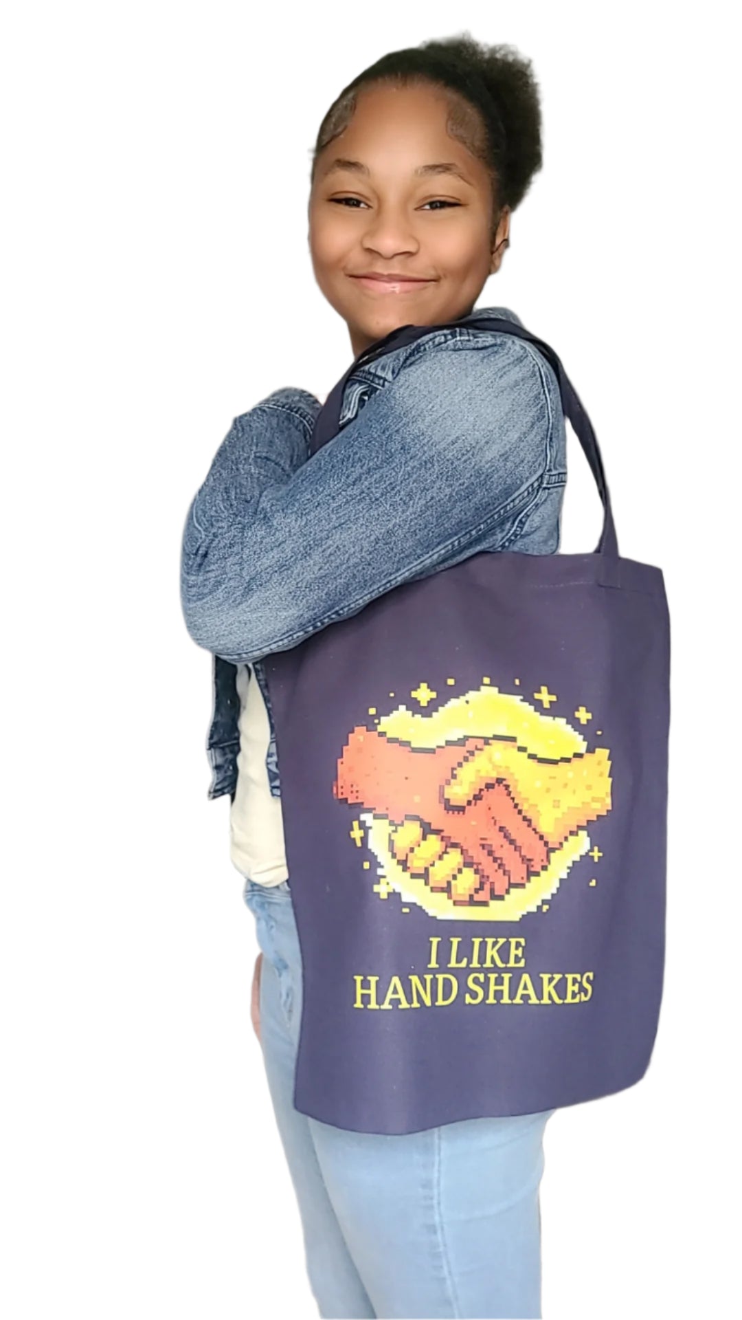 “I Like Handshakes” Everyday Tote – Bold Colors, Bigger Message