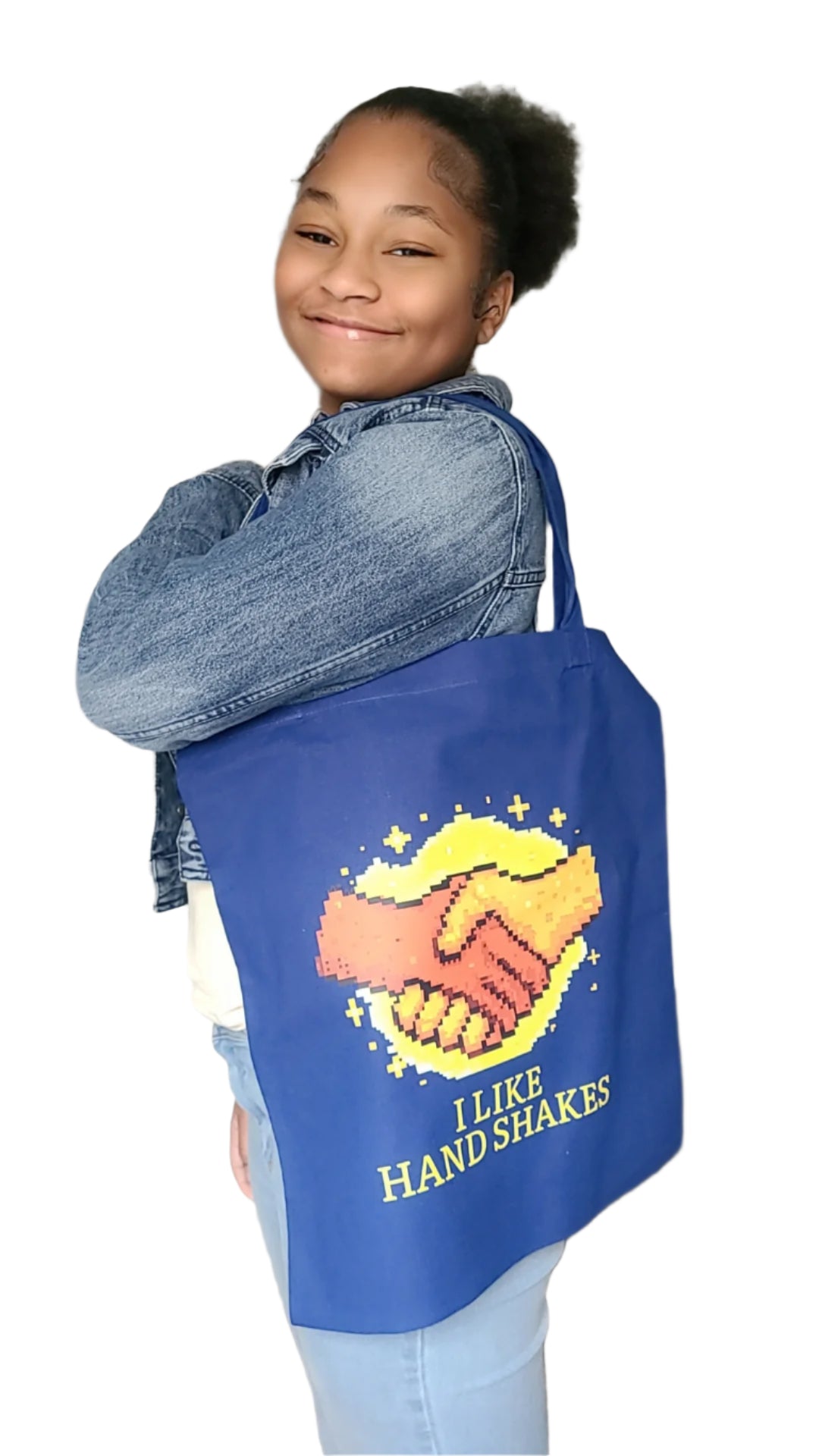 “I Like Handshakes” Everyday Tote – Bold Colors, Bigger Message