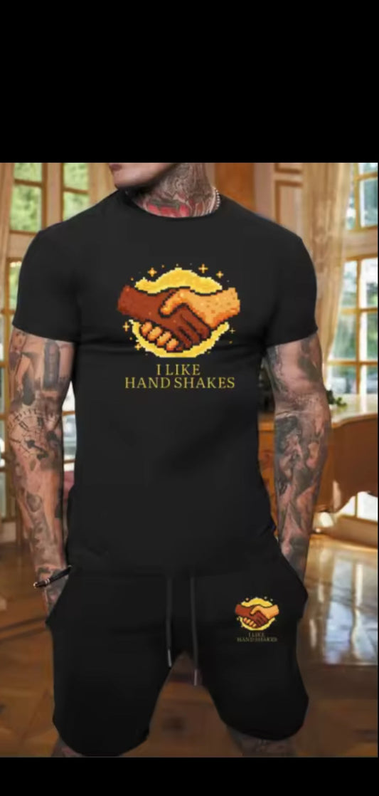 Men’s Matching Short Set – “I Like Handshakes” Edition