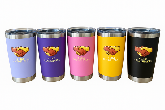 “I Like Handshakes” Stainless Steel Tumbler – With Free Straw Set