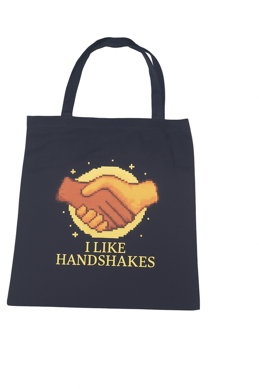 “I Like Handshakes” Everyday Tote – Bold Colors, Bigger Message